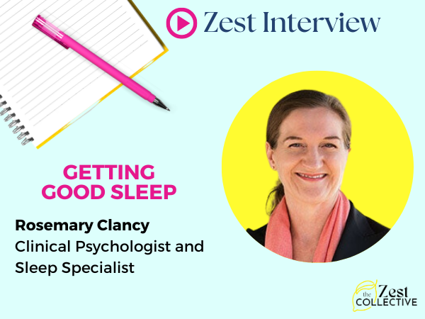 social media graphic for an interview with Rosemary Clancy on Sleep