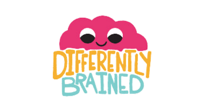 pink, orange and purple logo for the differently brained podcast